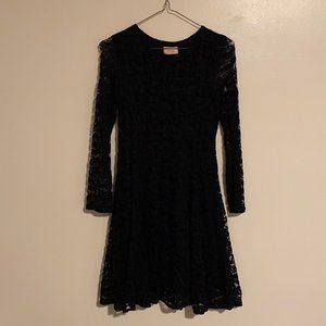 Black Fit-and-Flare Lace Dress